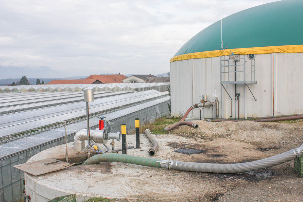 Biogasanlage auf einem Gemüsebaubetrieb. (Foto: David Eppenberger)